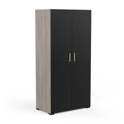 Demeyere Armoire 2 Portes Penderie + Lingère Izzy Noir Et Bois