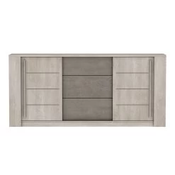 Demeyere Bahut 3 Tiroirs + 2 Portes CANNES Chêne Champagne/béton Clair -Décoration De Meubles bahut 3 tiroirs 2 portes cannes chene champagne beton clair 2