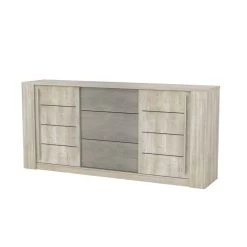 Demeyere Bahut 3 Tiroirs + 2 Portes CANNES Chêne Champagne/béton Clair