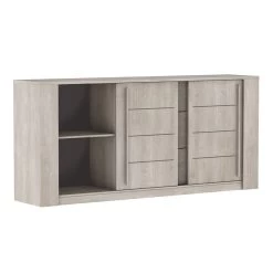 Demeyere Bahut 3 Tiroirs + 2 Portes CANNES Chêne Champagne/béton Clair -Décoration De Meubles bahut 3 tiroirs 2 portes cannes chene champagne beton clair 3