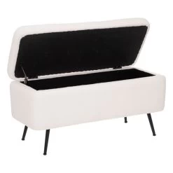 Banc Coffre Bouclette Blanc Aurora Atmosphera -Décoration De Meubles banc coffre bouclette blanc aurora atmosphera 1 2