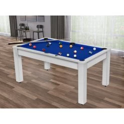 Billard Texas 6 Pieds - Coloris Blanc Boisé Tapis Bleu -Décoration De Meubles billard texas 6 pieds coloris blanc boise tapis bleu 1
