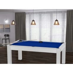 Billard Texas 6 Pieds - Coloris Blanc Boisé Tapis Bleu -Décoration De Meubles billard texas 6 pieds coloris blanc boise tapis bleu 5
