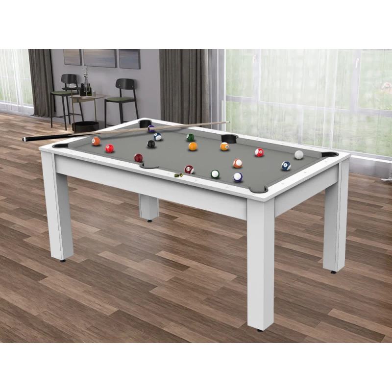 Billard Texas 6 Pieds - Coloris Blanc Laqué / Tapis Gris 4 Billard Texas 6 Pieds - Coloris Blanc Laqué / Tapis Gris – Image 2