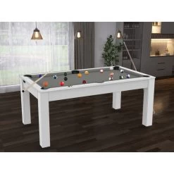 Billard Texas 6 Pieds - Coloris Blanc Laqué / Tapis Gris 11 Billard Texas 6 Pieds - Coloris Blanc Laqué / Tapis Gris -Décoration De Meubles billard texas 6 pieds coloris blanc laque tapis gris 2