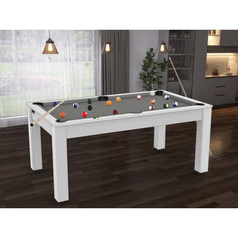 Billard Texas 6 Pieds - Coloris Blanc Laqué / Tapis Gris 5 Billard Texas 6 Pieds - Coloris Blanc Laqué / Tapis Gris – Image 3
