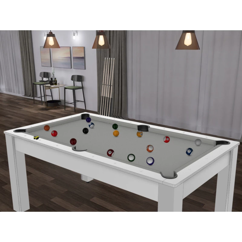 Billard Texas 6 Pieds - Coloris Blanc Laqué / Tapis Gris 9 Billard Texas 6 Pieds - Coloris Blanc Laqué / Tapis Gris – Image 7