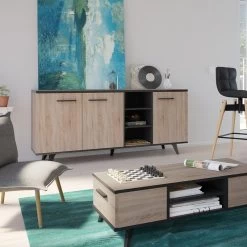 Demeyere Buffet Bas Bruce 3 Portes 3 Niches -Décoration De Meubles buffet bas bruce 3 portes 3 niches 6