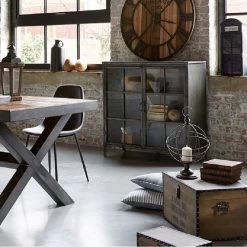 Buffet Broc 2 Portes Métal Noir Atmosphera -Décoration De Meubles buffet broc 2 portes metal noir atmosphera 2