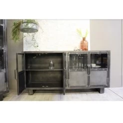 Buffet Métal Noir Jodhpur 4 Portes -Décoration De Meubles buffet metal jodhpur portes inditime 2