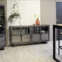 Buffet Métal Noir Jodhpur 4 Portes -Décoration De Meubles buffet metal jodhpur portes inditime 3