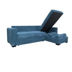 Canapé D'angle Joe Gauche Ou Droite Bleu Convertible Lit -Décoration De Meubles canape d angle joe gauche ou droite bleu convertible lit 2