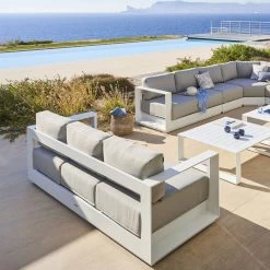 Canapé Extérieur 3 Places Allure Blanc Hespéride -Décoration De Meubles canape exterieur 3 places allure blanc hesperide 1