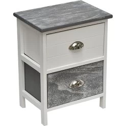 Chevet Apothi 2 Tiroirs Blanc Gris Cérusé