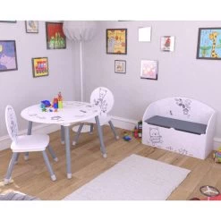 Demeyere Coffre à Jouets Bear Gris Et Blanc -Décoration De Meubles coffre a jouets blanc gris nounours 1