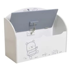 Demeyere Coffre à Jouets Bear Gris Et Blanc -Décoration De Meubles coffre a jouets blanc gris nounours 2