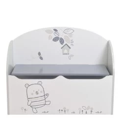 Demeyere Coffre à Jouets Bear Gris Et Blanc -Décoration De Meubles coffre a jouets blanc gris nounours 3