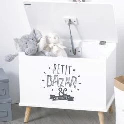 Coffre De Rangement "petit Bazar & Secrets" Blanc Atmosphera -Décoration De Meubles coffre de rangement petit bazar secret blanc atmosphera 1