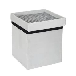 Coffre Pouf Pliable Gris Compatible Briques