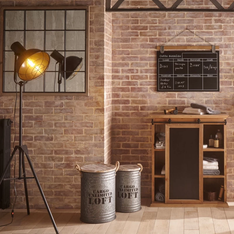 Coffres Bidons Gris Loft - Lot De 3 - Atmosphera 5 Coffres Bidons Gris Loft - Lot De 3 - Atmosphera – Image 3