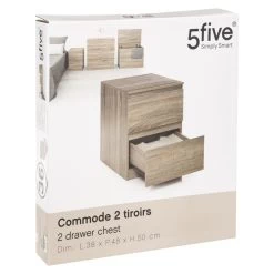 Chevet 2 Tiroirs 38 Cm Dolo Naturel 5five -Décoration De Meubles commode 2 tiroirs 38 cm naturel 5five 3