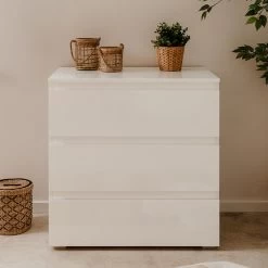 Commode 3 Tiroirs Capetown Blanc -Décoration De Meubles commode 3 tiroirs capetown blanc 3