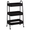 Desserte 3 Niveaux à Roulettes Métal Noir 5Five -Décoration De Meubles desserte 3 niveaux a roulettes metal noir 5five