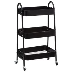 Desserte 3 Niveaux à Roulettes Métal Noir 5Five