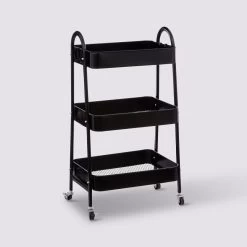 Desserte 3 Niveaux à Roulettes Métal Noir 5Five -Décoration De Meubles desserte 3 niveaux a roulettes metal noir 5five 4