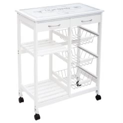 ATMOSPHERA Desserte De Cuisine Verre Blanc Modèle GUSTAF