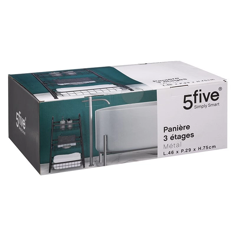 Desserte Métal 3 Paniers Noir 5Five 4 Desserte Métal 3 Paniers Noir 5Five – Image 2