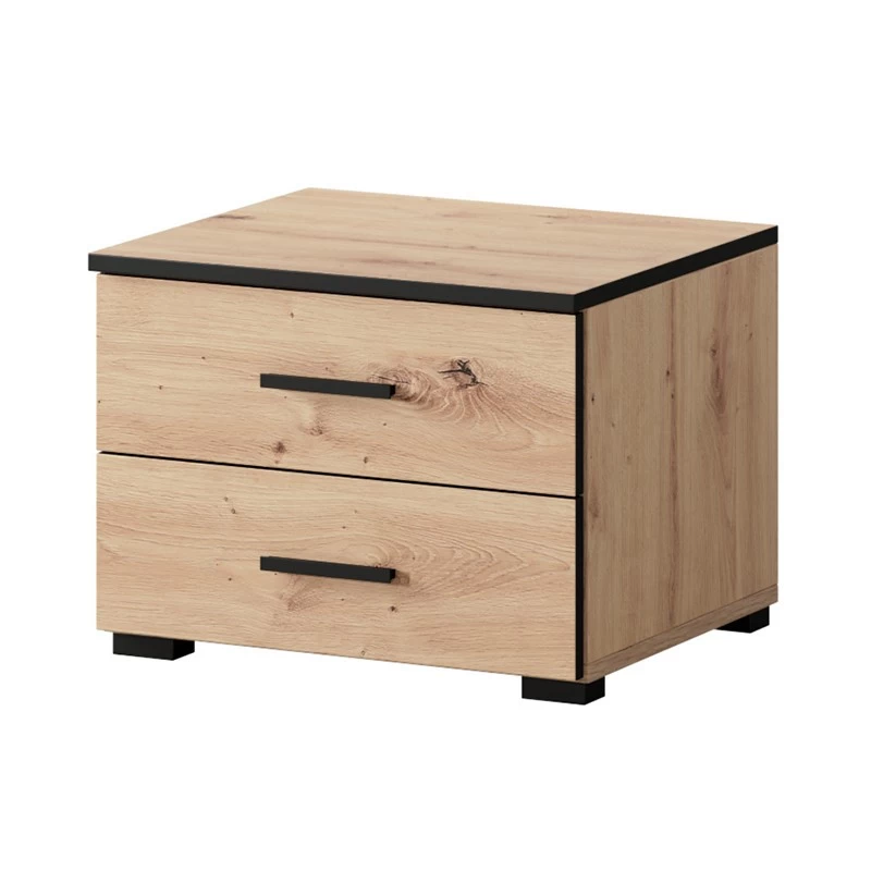 Ensemble De 2 Chevets 2 Tiroirs Nantes Noir Et Bois 6 Ensemble De 2 Chevets 2 Tiroirs Nantes Noir Et Bois – Image 4
