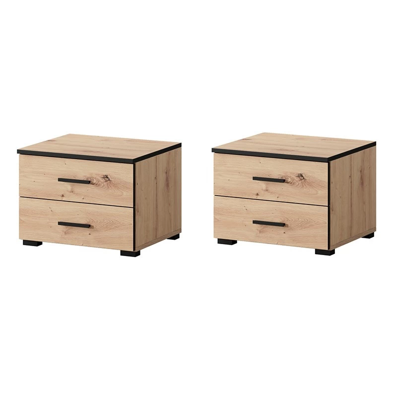 Ensemble De 2 Chevets 2 Tiroirs Nantes Noir Et Bois 3 Ensemble De 2 Chevets 2 Tiroirs Nantes Noir Et Bois