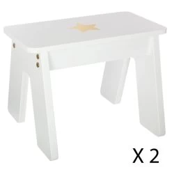 Ensemble Table + 2 Tabourets Enfant Blanc Doré Dream Atmosphera -Décoration De Meubles ensemble table 2 tabourets enfant blanc dore dream atmosphera 3