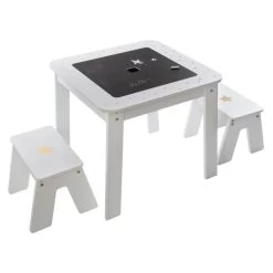 Ensemble Table + 2 Tabourets Enfant Blanc Doré Dream Atmosphera -Décoration De Meubles ensemble table 2 tabourets enfant blanc dore dream atmosphera 6