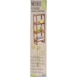 Étagère Bambou 4 Niveaux -Décoration De Meubles etagere bambou 4 niveaux 2