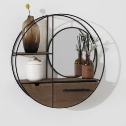 Etagère Murale Ronde D50 Miroir Atmosphera -Décoration De Meubles etagere murale ronde d50 miroir atmosphera 2