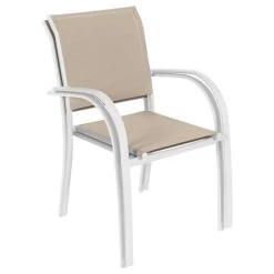 Fauteuil Empilable Piazza Hespéride Lin/blanc -Décoration De Meubles fauteuil empilable piazza hesperide lin blanc 1