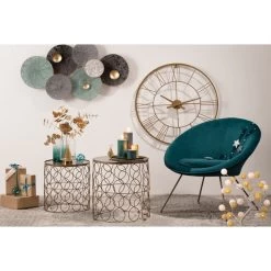 Fauteuil Evan Canard Piètement Doré Atmosphera -Décoration De Meubles fauteuil evan canard pietement dore atmosphera 1 3