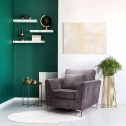 Fauteuil Isla Velours Côtelé Gris