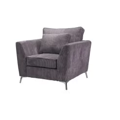 Fauteuil Isla Velours Côtelé Gris -Décoration De Meubles fauteuil isla velours gris 1 2