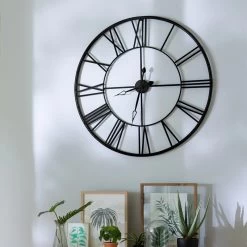 Horloge Chiffres Romains Vintage 70 Cm Noir Atmosphera -Décoration De Meubles horloge chiffres romains vintage 70 cm noir 2