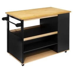 Ilot De Cuisine Noir Et Naturel 5Five -Décoration De Meubles ilot de cuisine noir et naturel 5five 2