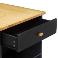 Ilot De Cuisine Noir Et Naturel 5Five -Décoration De Meubles ilot de cuisine noir et naturel 5five 5