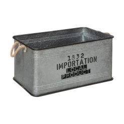 Lot De 3 Malles Métal Gris Plateau Bois Atmosphera -Décoration De Meubles lot de 3 malles metal gris plateau bois atmosphera 1 2