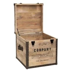 Malle Pouf Vintage En Bois Atmosphera -Décoration De Meubles malle pouf vintage en bois atmosphera 2