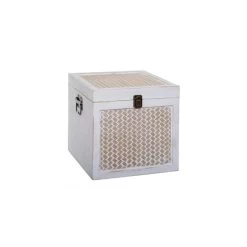 Malles Carrée Cannage Blanchi - Lot De 3 - Atmosphera -Décoration De Meubles malles carree cannage blanchi lot de 3 atmosphera 2