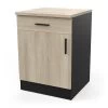 Demeyere Meuble Bas 1 Tiroir 1 Porte 60 Cm Origan Noir Et Bois -Décoration De Meubles meuble bas 1 tiroir 1 porte 60 cm origan noir et bois