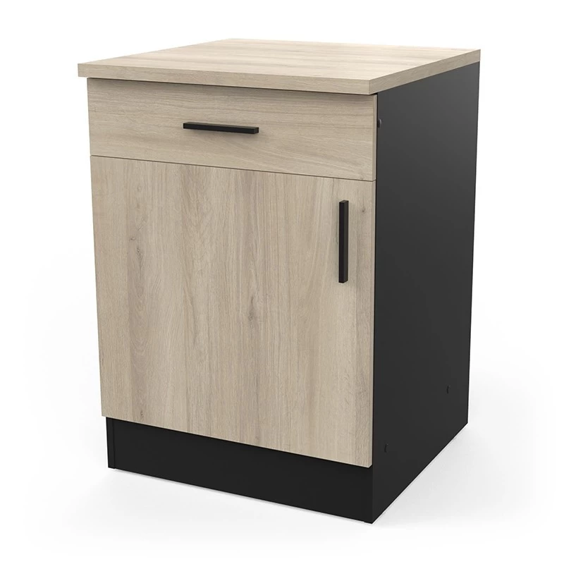 Demeyere Meuble Bas 1 Tiroir 1 Porte 60 Cm Origan Noir Et Bois 3 Demeyere Meuble Bas 1 Tiroir 1 Porte 60 Cm Origan Noir Et Bois