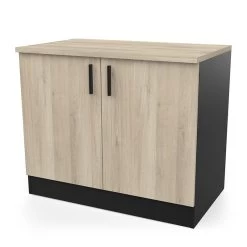 Demeyere Meuble Bas 2 Portes 100 Cm Origan Noir Et Bois